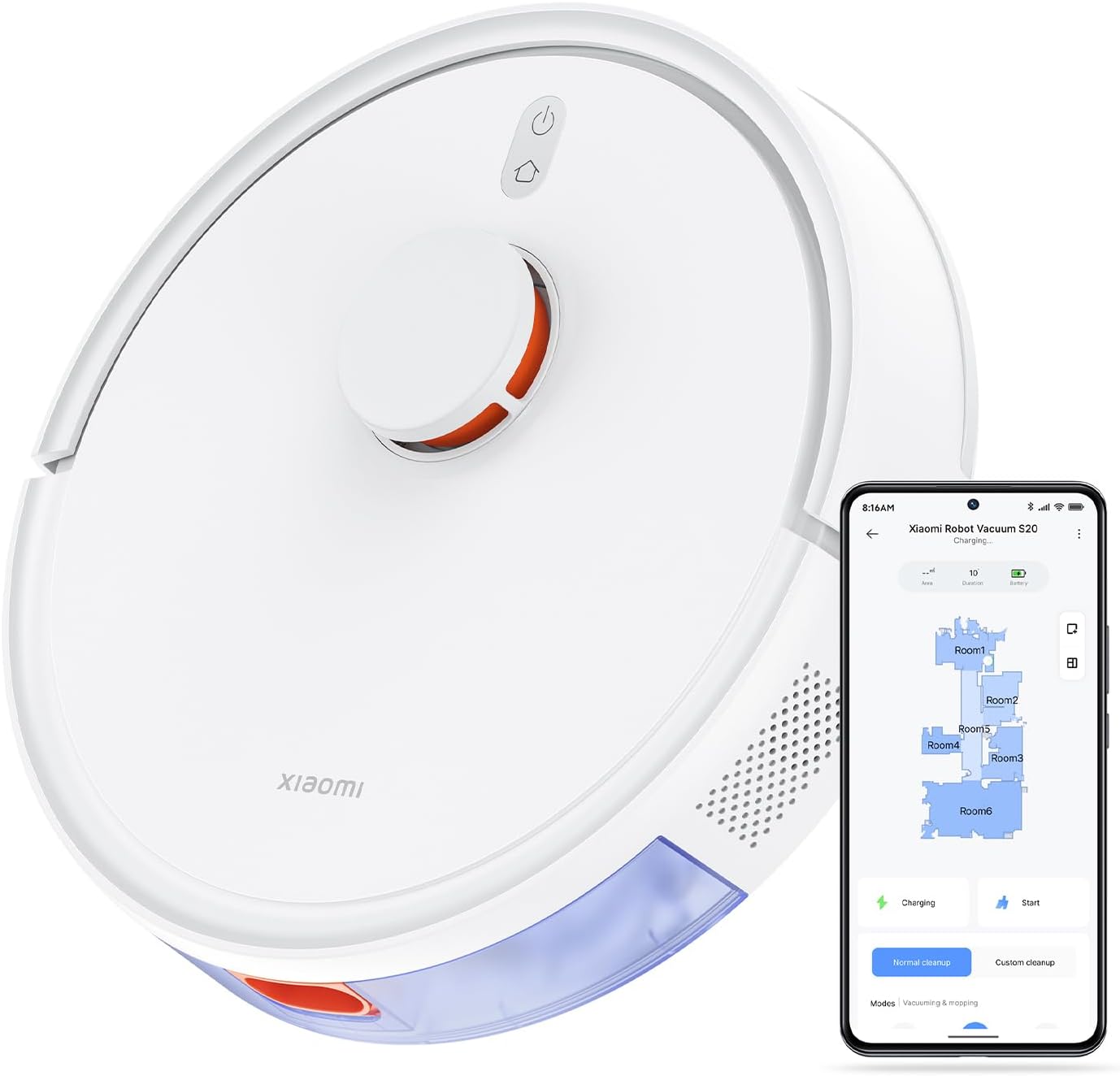 mejores robots aspiradores 2025: Xiaomi Robot Vacuum S20 con mopa y app
